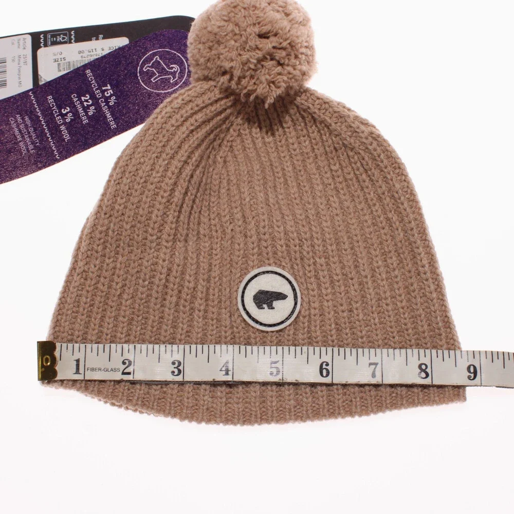 Eisbar NWT Mirna Pompom Knit Beanie Hat One Size in Tan Cashmere/Wool
